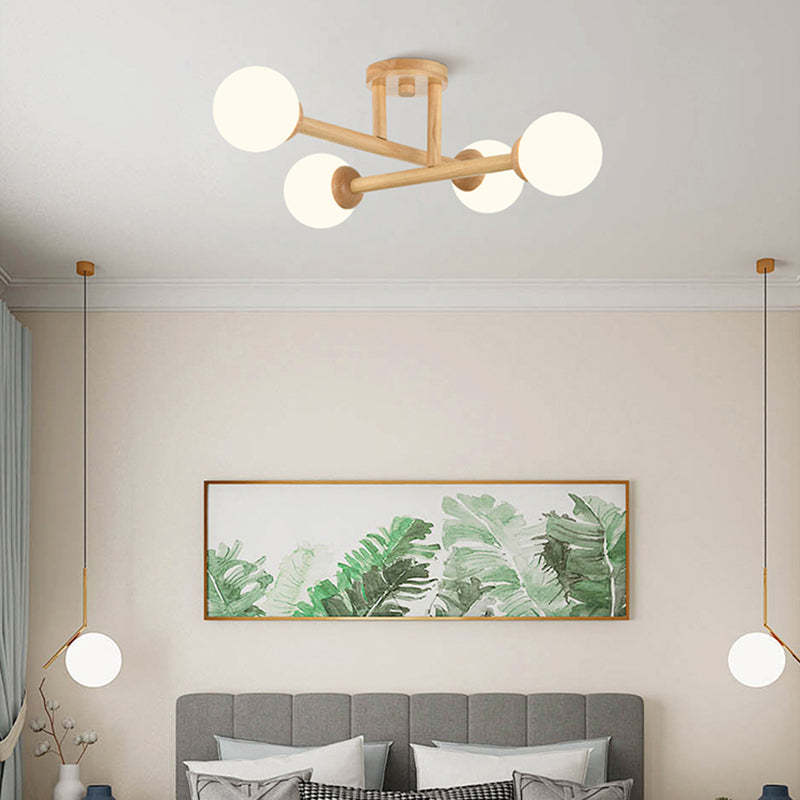 Ozawa Nórdica Multiple Bolas Vidrio Lámpara de Techo Madera