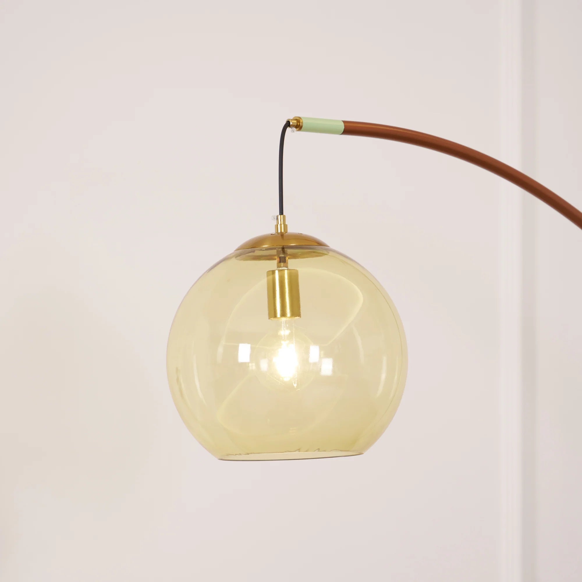 Halo Amber Glass Arc Floor Lamp