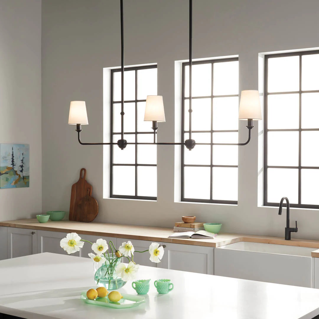Axis Nickel Linear Fabric Chandelier