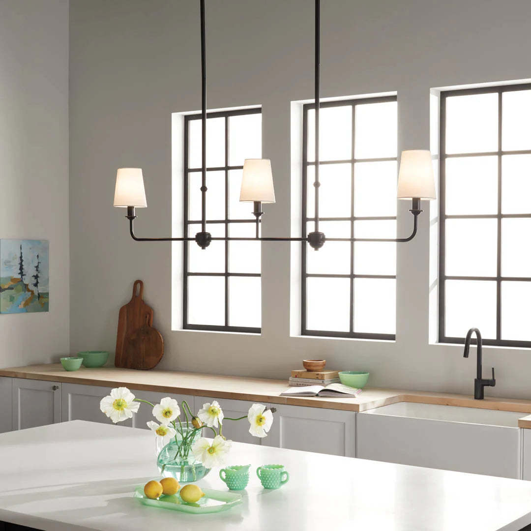 Axis Nickel Linear Fabric Chandelier