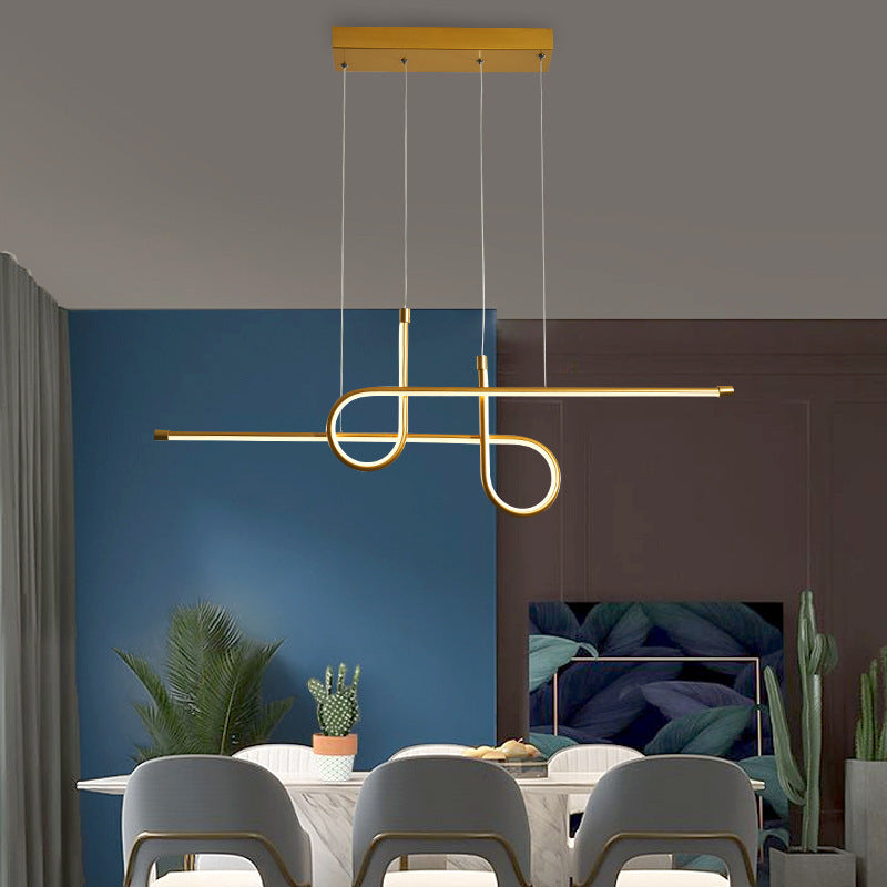 Bouvet Lámpara Colgante LED Comedor/Mesa de Comedor, Negro/Oro, Metal