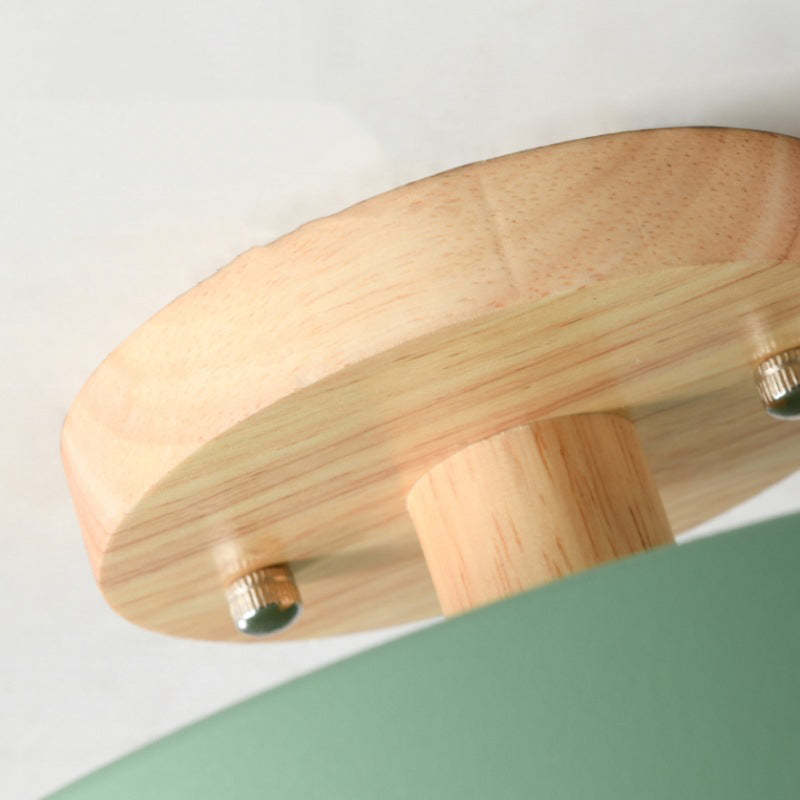 Quinn Moderna Redonda Madera/Acrílica Lámpara de Techo Negra/Rosa/Verde/Madera