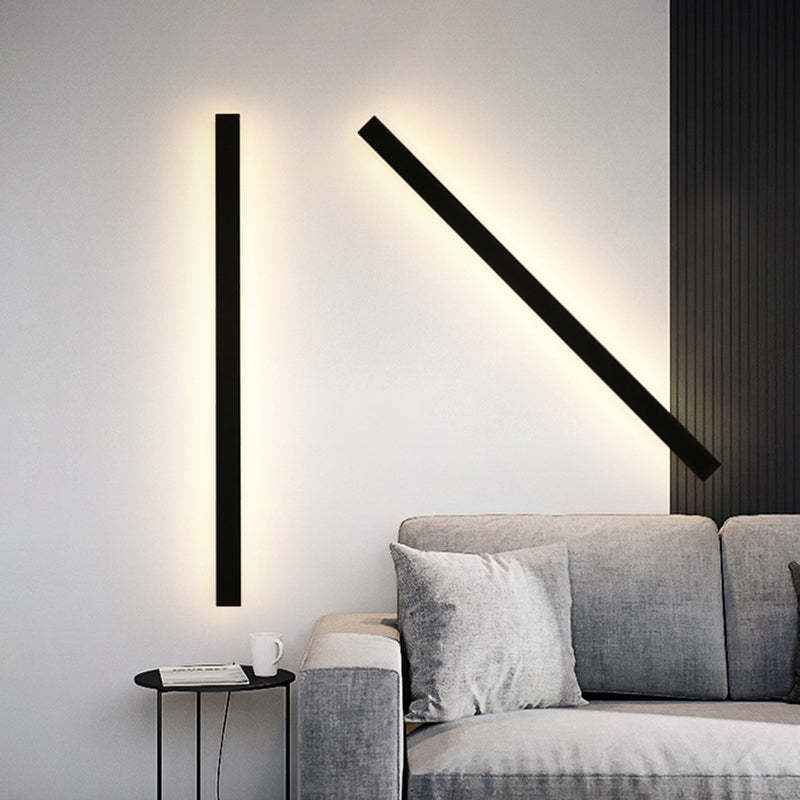 Edge Minimalista Lineal Metal Acrílico Aplique de Pared Exterior Negro