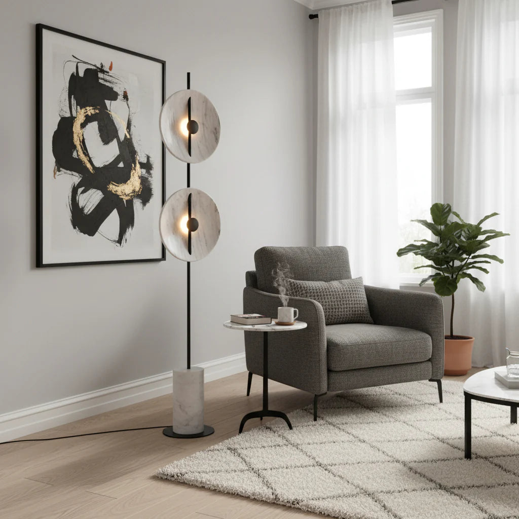 Dune Marble Round Resin Floor Lamp