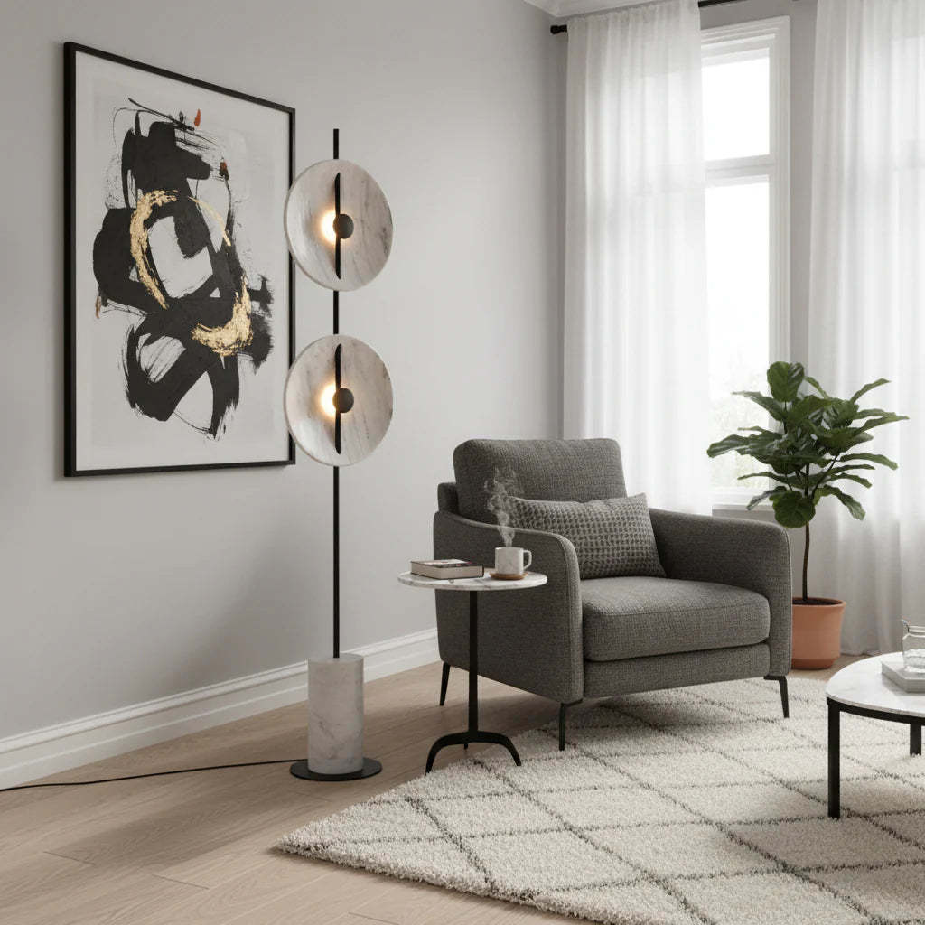 Dune Marble Round Resin Floor Lamp