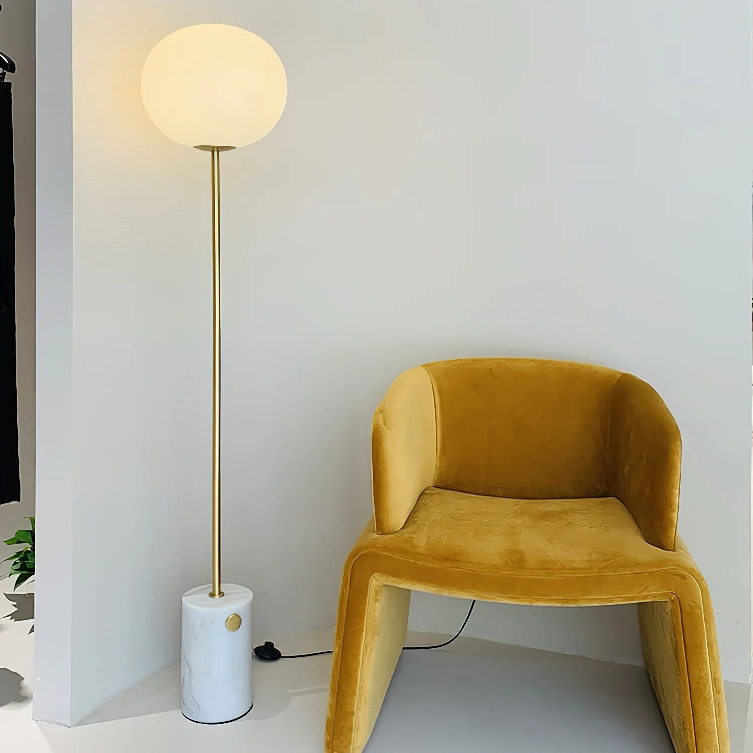 Axis Minimalist Alabaster Brass Floor Lamp