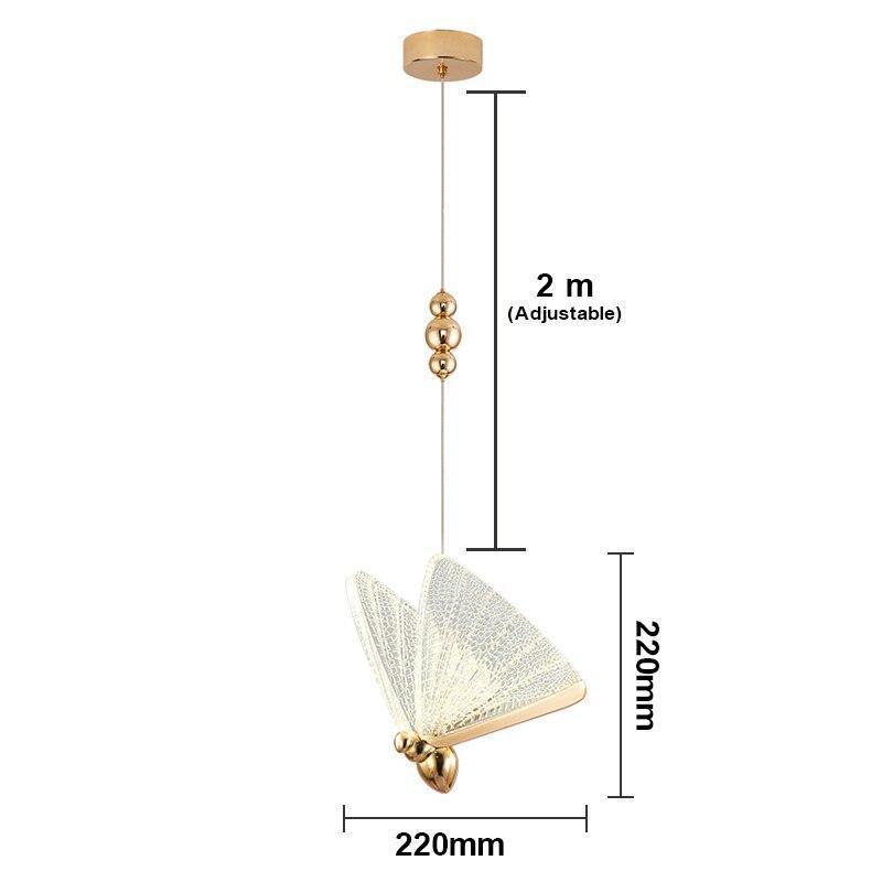 Vlinder Diseña Mariposa Metal/Sílice Lámpara Colgante Dorada