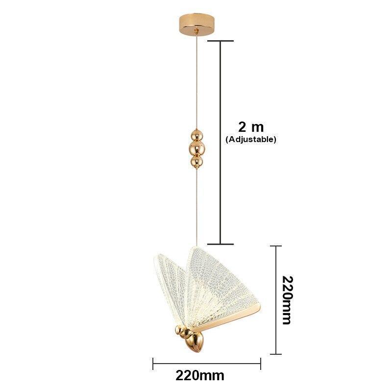Vlinder Diseña Mariposa Metal/Sílice Lámpara Colgante Dorada