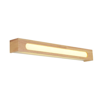 Ozawa Apliques de pared LED Minimalista redonda/rectangular/ovalada marrón para baño/dormitorio, madera y acrílico.