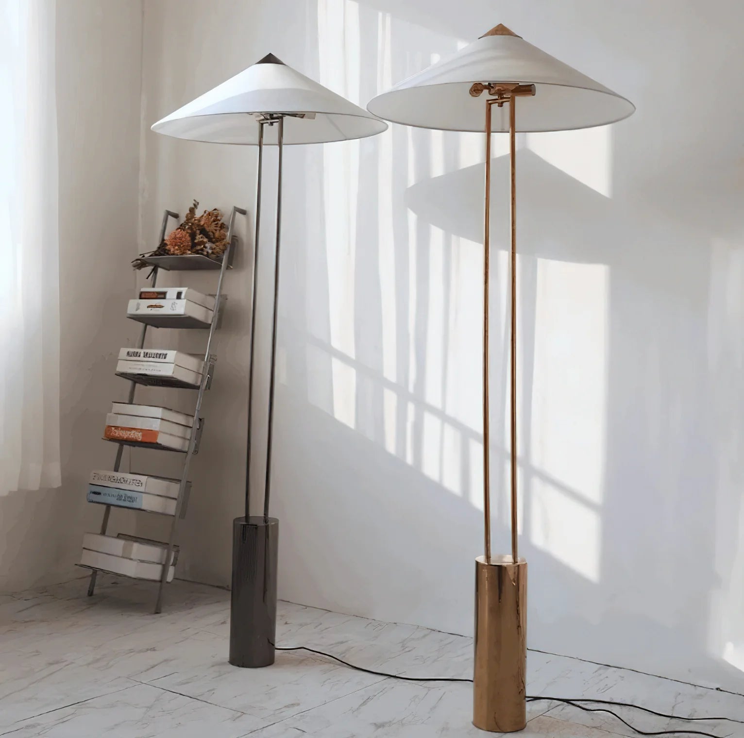 Axis Twin Post Cone Shade Metal Floor Lamp