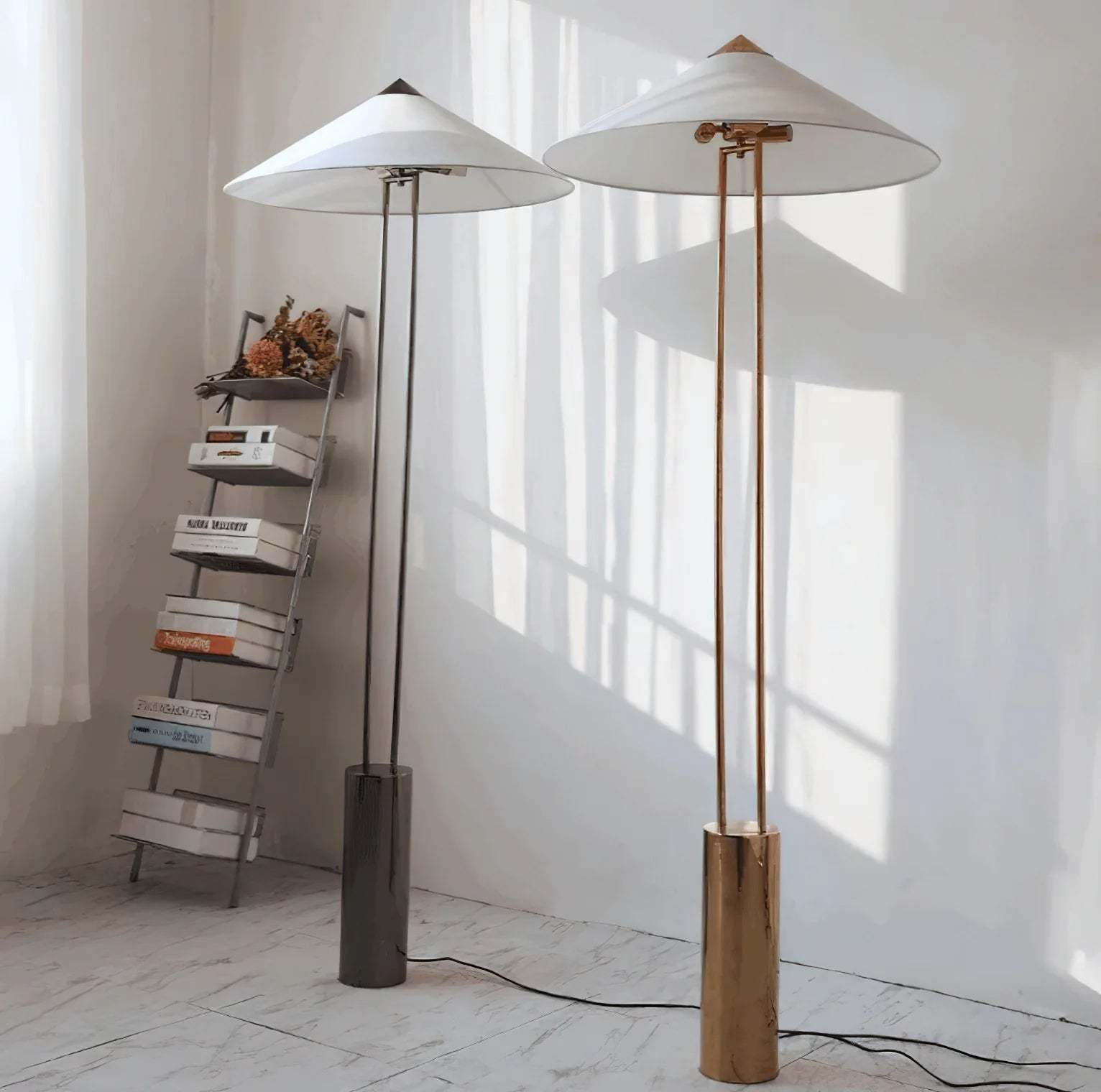 Axis Twin Post Cone Shade Metal Floor Lamp