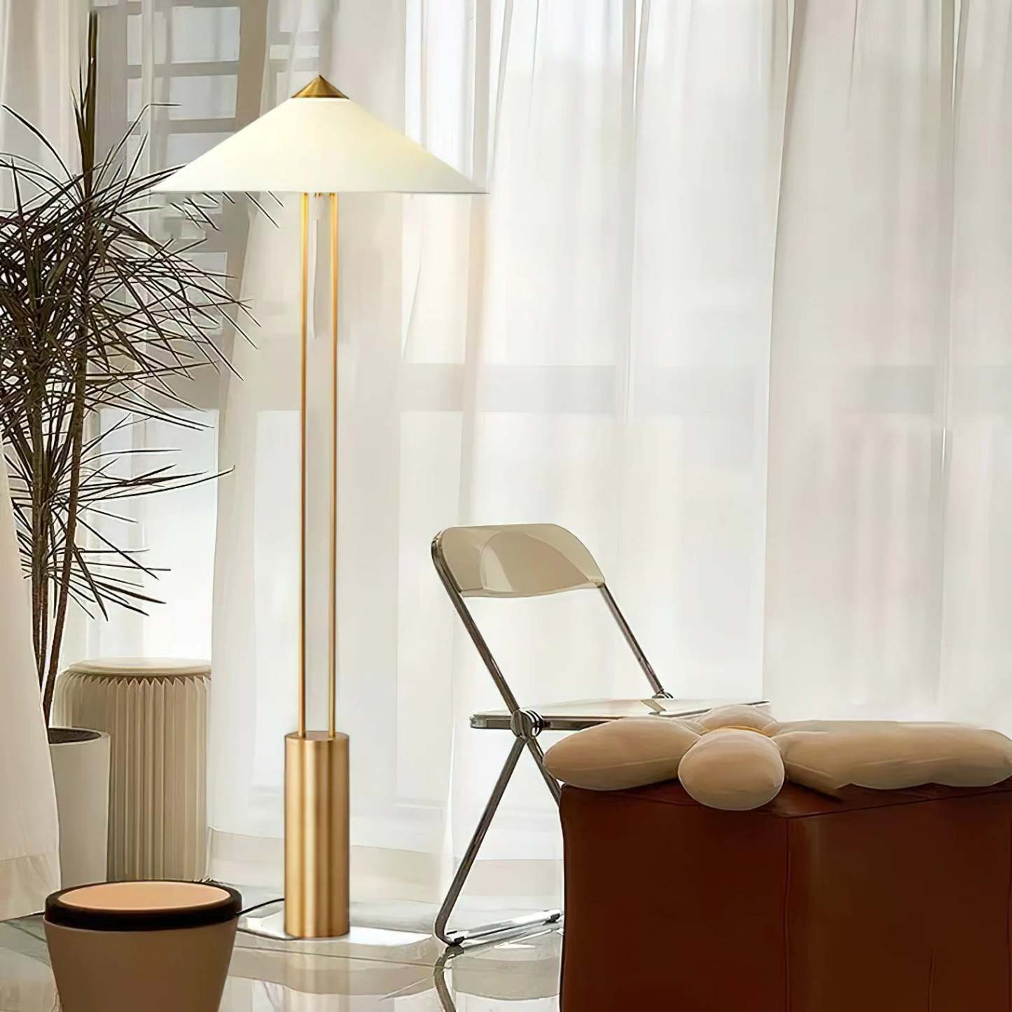 Axis Twin Post Cone Shade Metal Floor Lamp