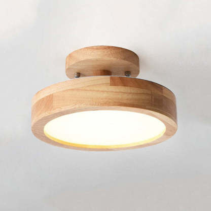 Quinn Moderna Redonda Madera/Acrílica Lámpara de Techo Negra/Rosa/Verde/Madera