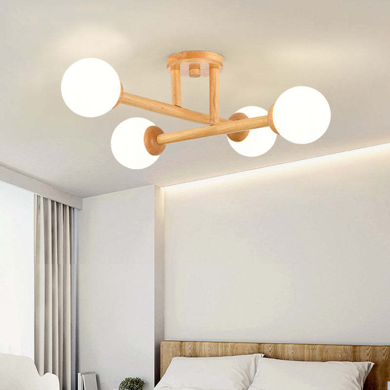 Ozawa Nórdica Multiple Bolas Vidrio Lámpara de Techo Madera