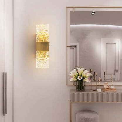 Kajetan Lujo Rectangular Metal/Vidrio Aplique de Pared Dorado