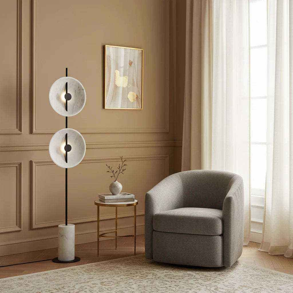 Dune Marble Round Resin Floor Lamp