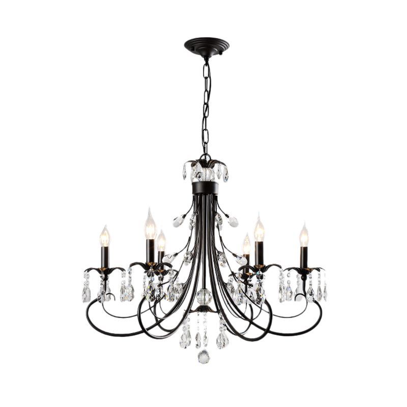 Silva Velas Vintage LED Lámparas de Araña Vida en Negro/Dormitorio/ Comedor Metal y Cristal 6/8/12Flame