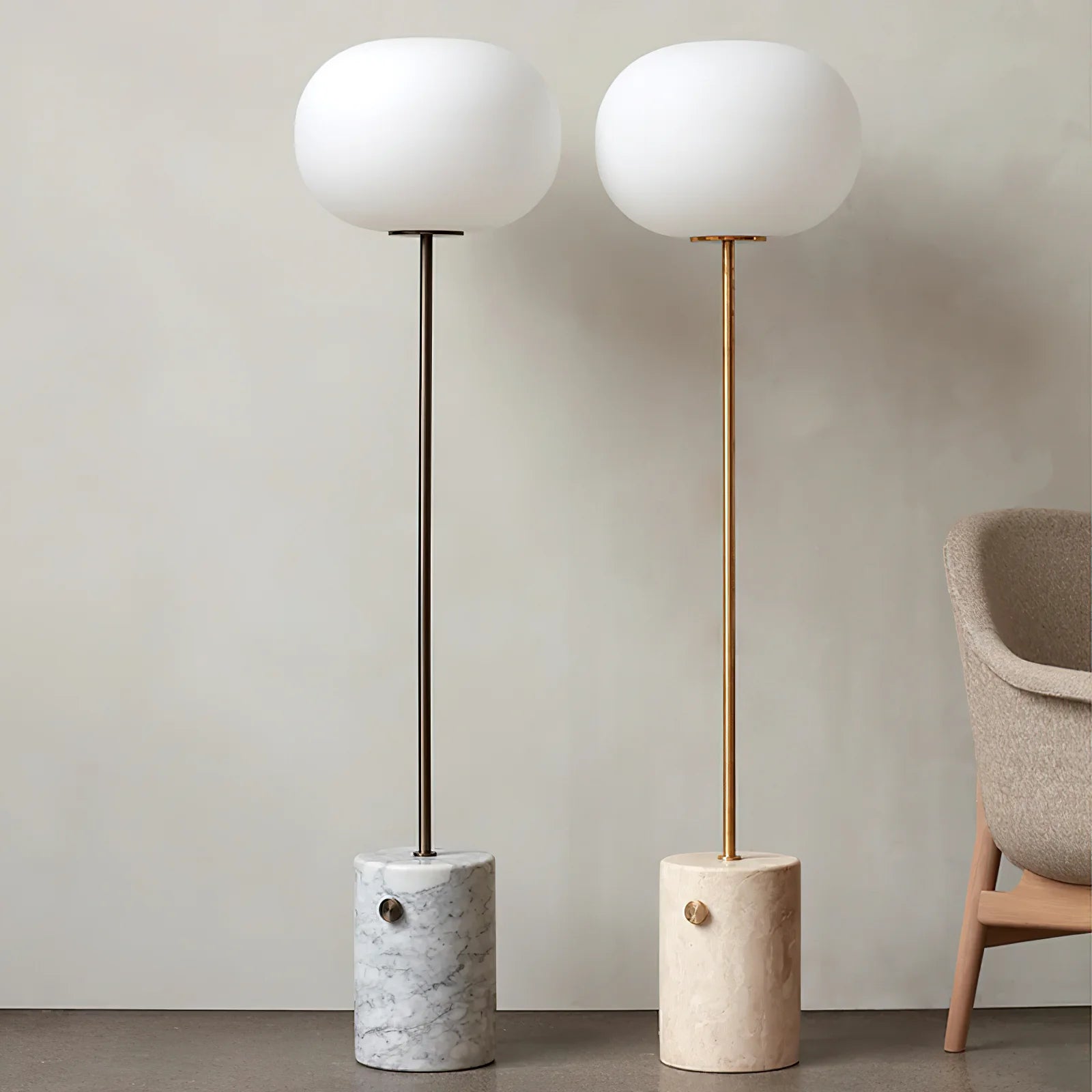 Axis Minimalist Alabaster Brass Floor Lamp