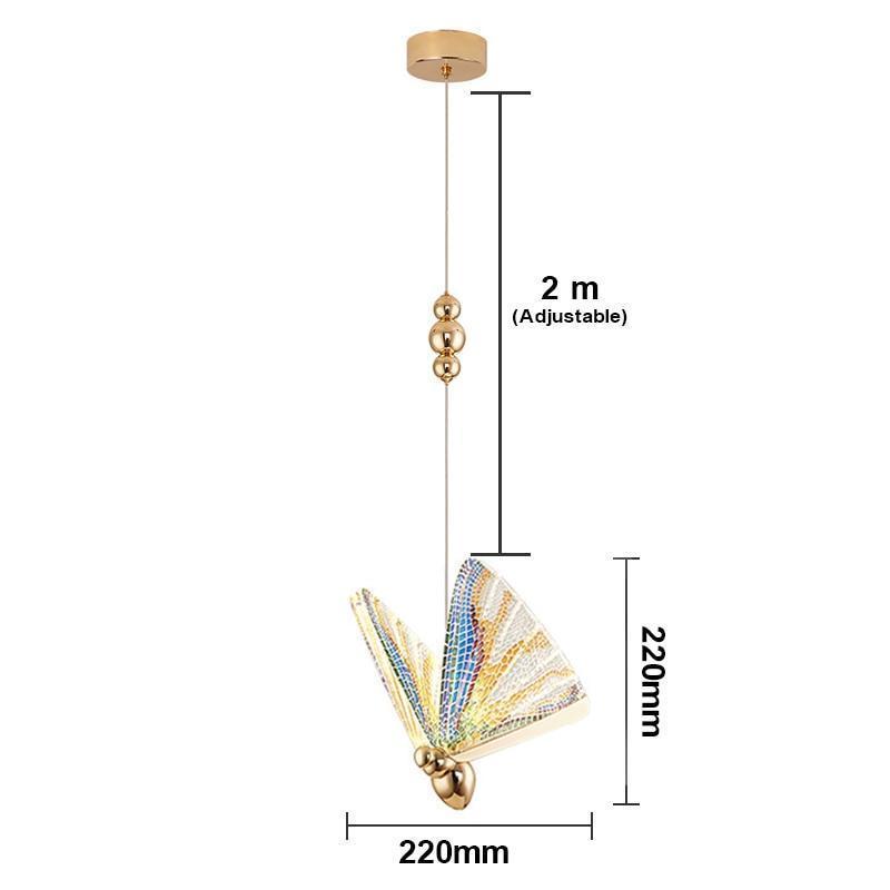 Vlinder Diseña Mariposa Metal/Sílice Lámpara Colgante Dorada