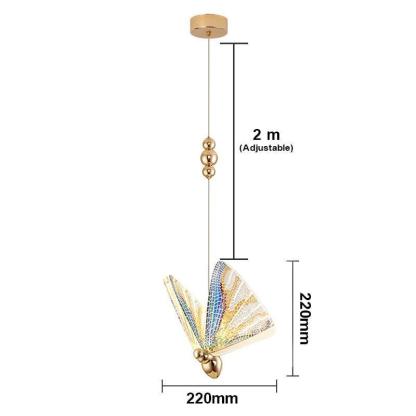 Vlinder Diseña Mariposa Metal/Sílice Lámpara Colgante Dorada