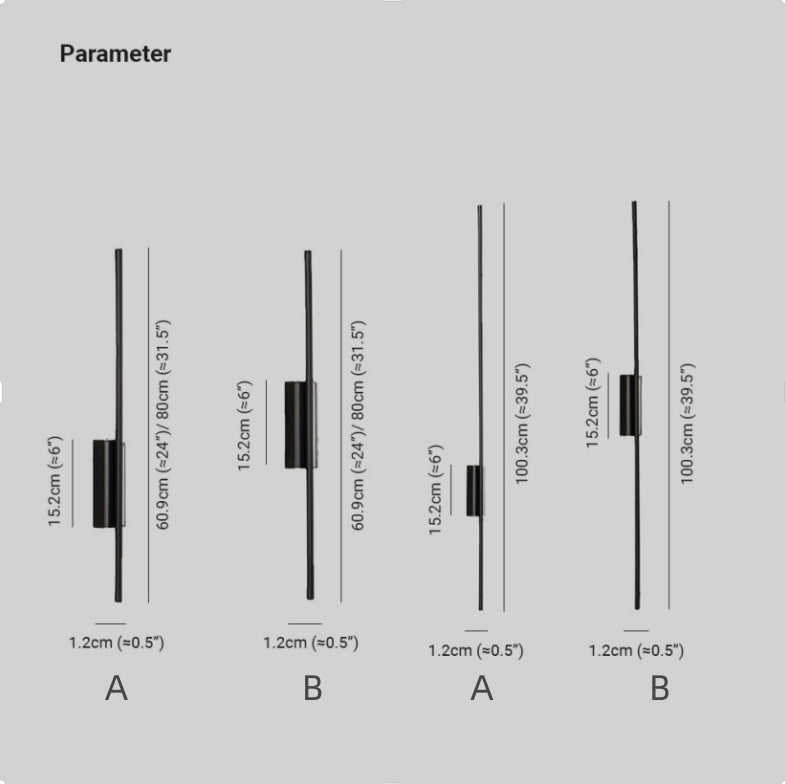 Edge Moderno Lineal LED Aplique Negro/Latón Mesa de Comedor/Dormitorio/Baño Metal/Acrílico Tamaños 61/80/100/120cm
