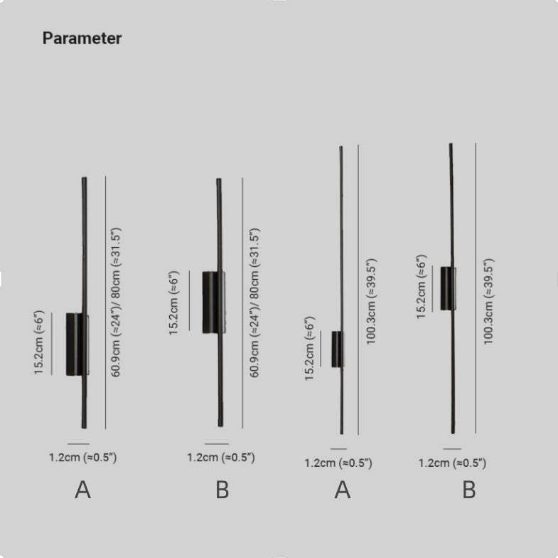 Edge Moderno Lineal LED Aplique Negro/Latón Mesa de Comedor/Dormitorio/Baño Metal/Acrílico Tamaños 61/80/100/120cm