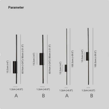 Edge Moderno Lineal LED Aplique Negro/Latón Mesa de Comedor/Dormitorio/Baño Metal/Acrílico Tamaños 61/80/100/120cm
