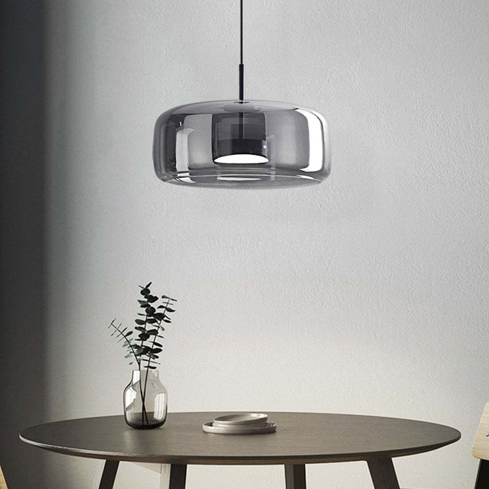 Hailie Moderna Minimalsita Anilla Metal Lámpara Colgante Transparente/Ámbar/Gris Ahumado