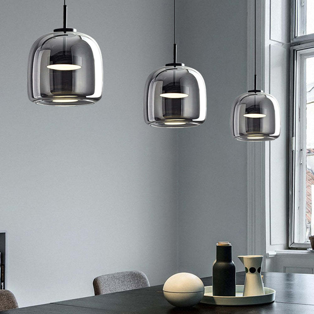 Hailie Moderna Minimalsita Anilla Metal Lámpara Colgante Transparente/Ámbar/Gris Ahumado