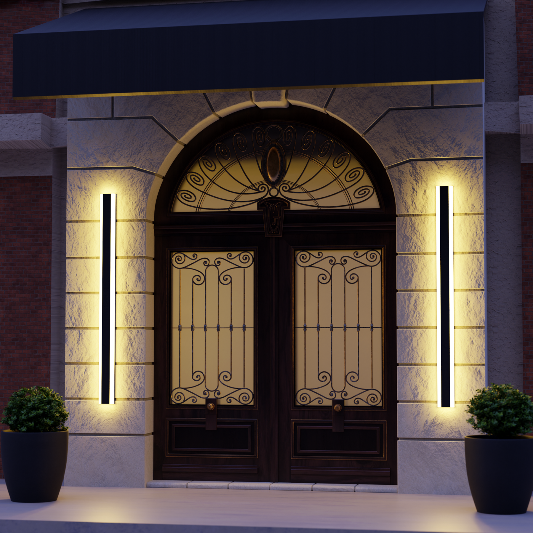 Edge Moderno Lineal Aplique Exterior Metal Acrílico Jardín Pasillo