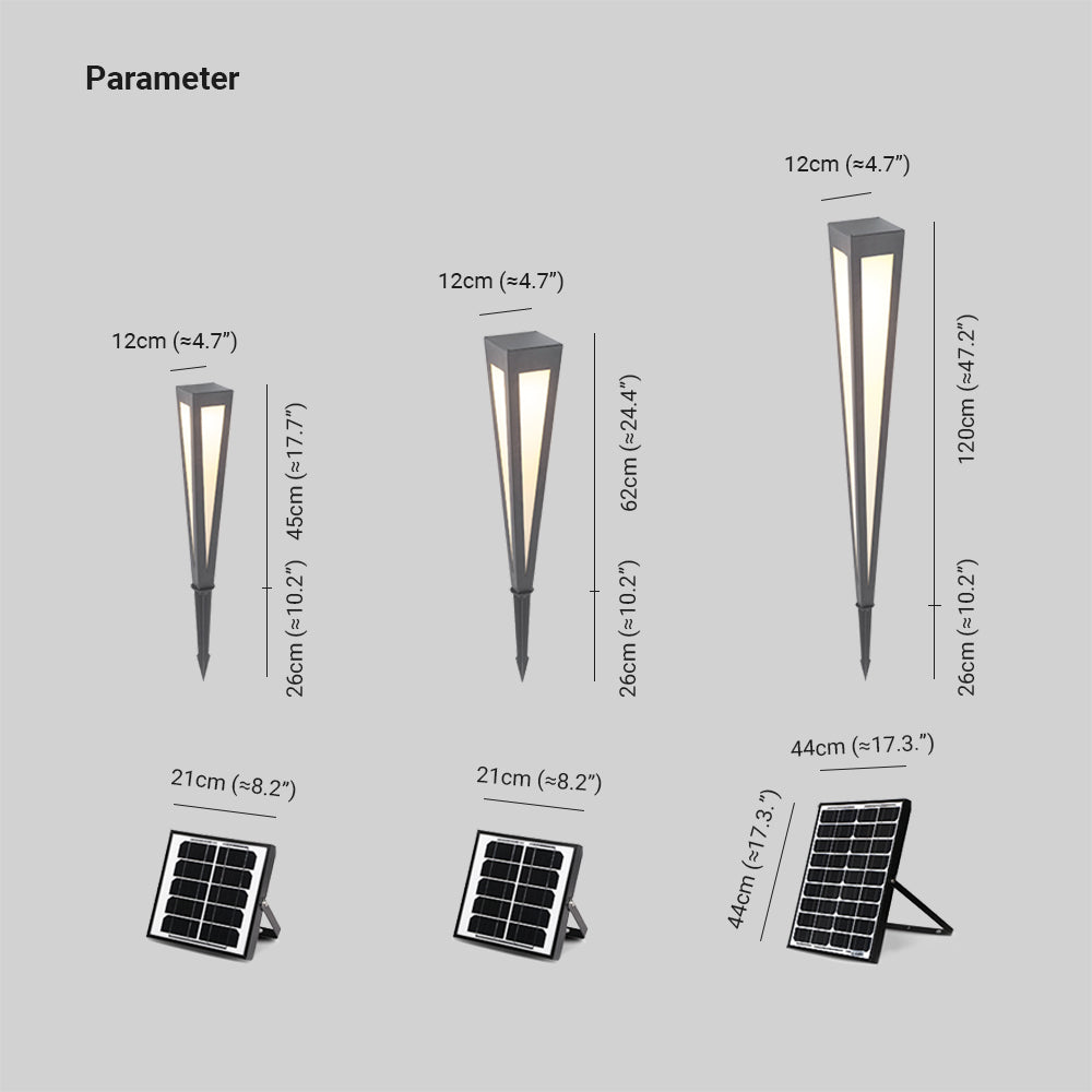 Cole Moderna Triángulo Solar Metal/Acrílico Lámpara Exterior, Negra