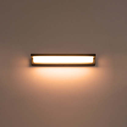 Orr Moderno LED Aplique Exterior Gris Pasillo Metal y Acrílico Solar 18/32/42CM Largo