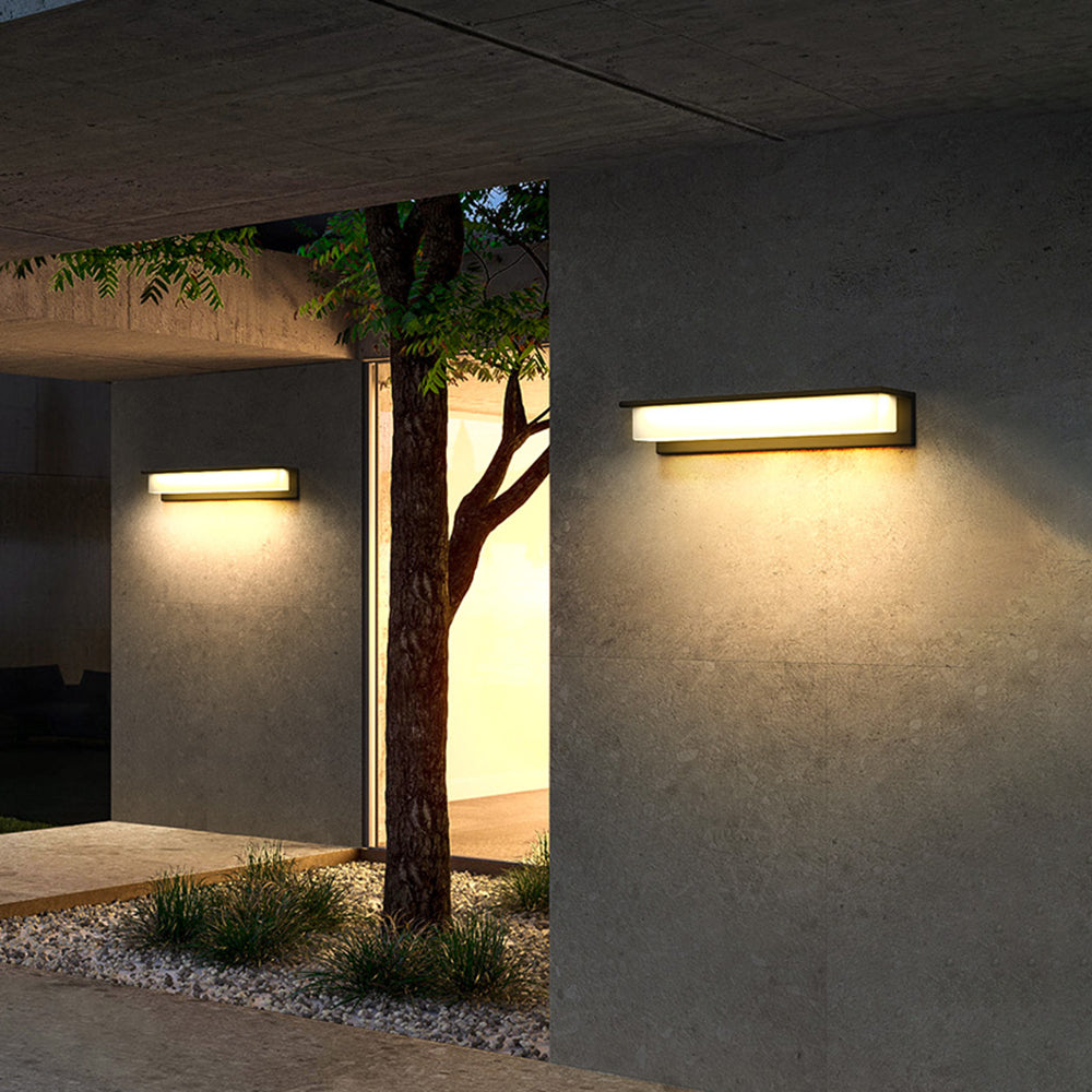 Orr Moderno LED Aplique Exterior Gris Pasillo Metal y Acrílico Solar 18/32/42CM Largo