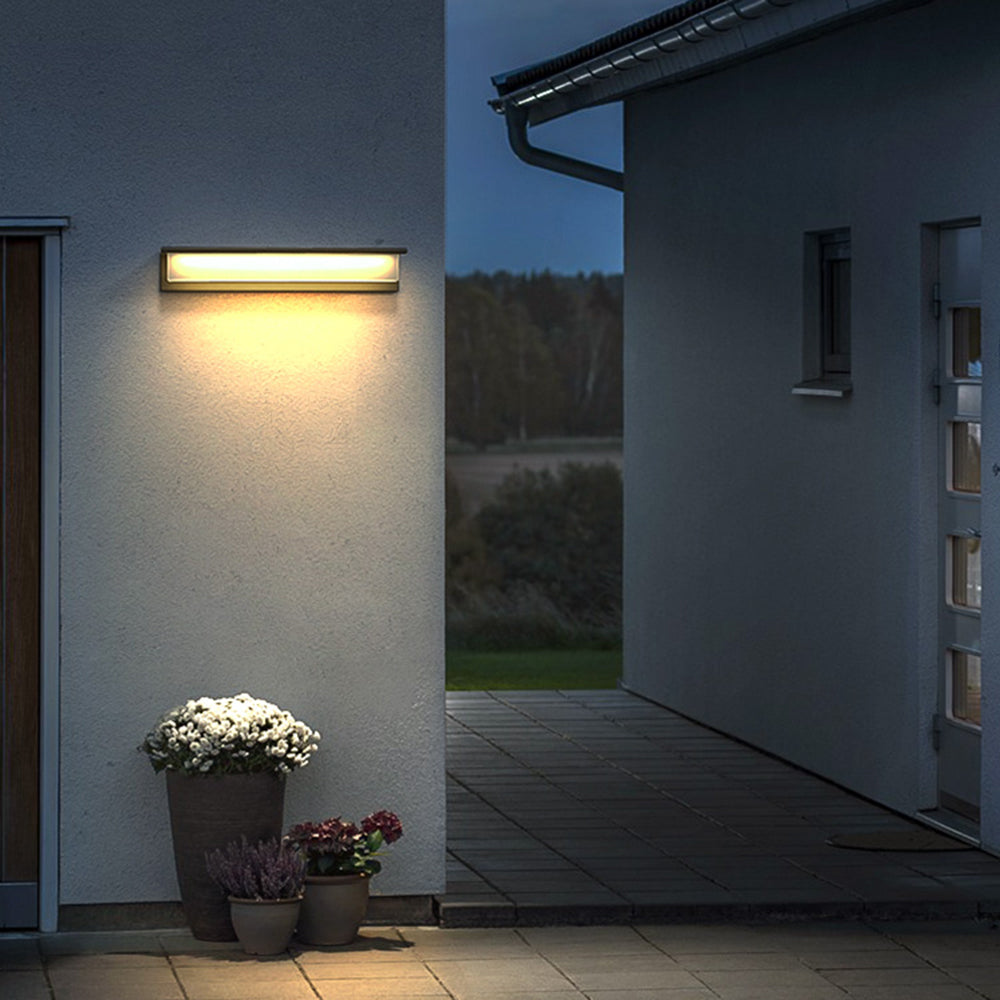 Orr Moderno LED Aplique Exterior Gris Pasillo Metal y Acrílico Solar 18/32/42CM Largo