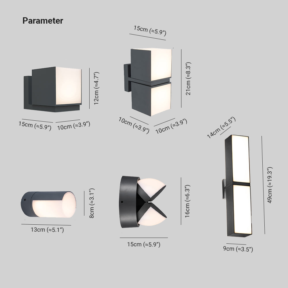 Orr Moderna Lámpara de pared Exterior LED Geometría para Pasillo Metal y Acrílico Giratoria