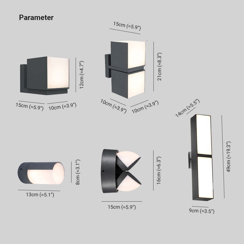 Orr Moderna Lámpara de pared Exterior LED Geometría para Pasillo Metal y Acrílico Giratoria
