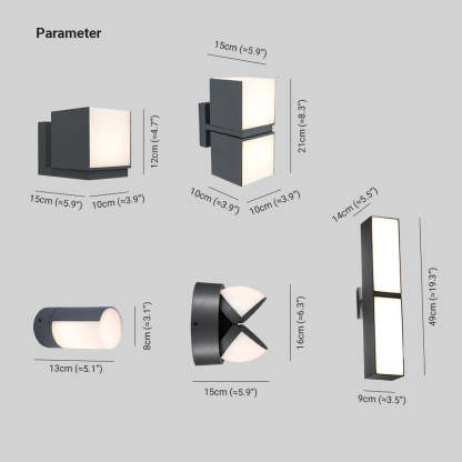 Orr Moderna Lámpara de pared Exterior LED Geometría para Pasillo Metal y Acrílico Giratoria