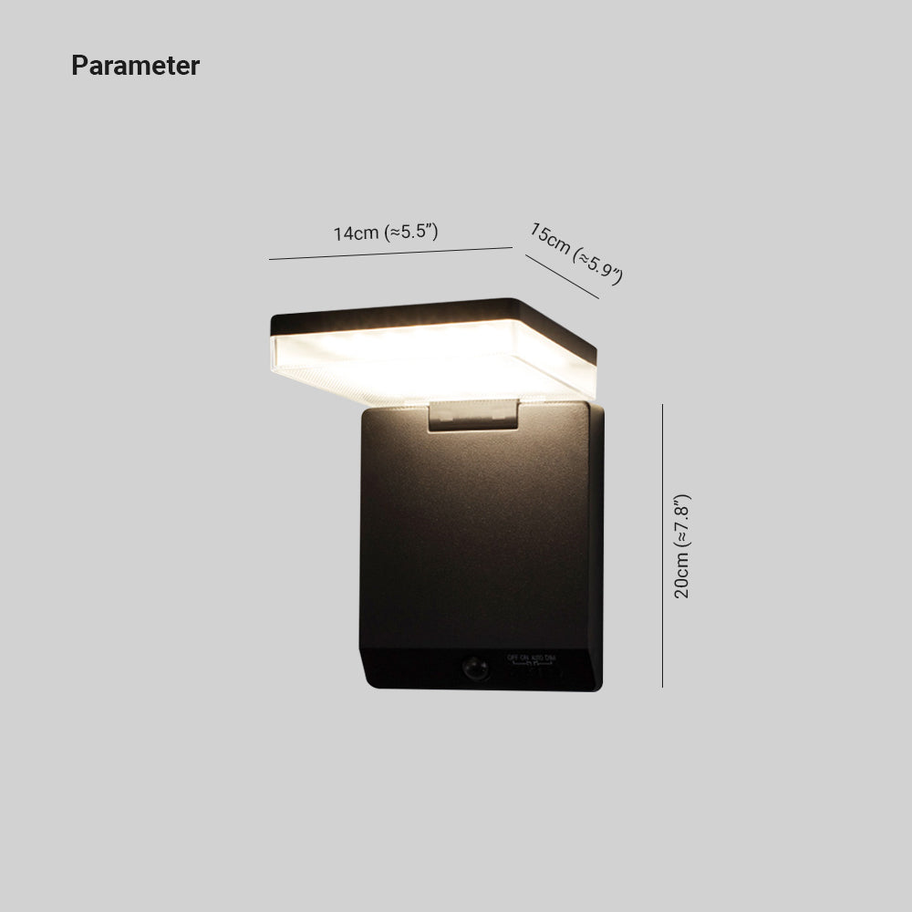 Orr Moderno Ángulo Recto LED Aplique de Exterior Negro Pasillo Acrílico Sensor Solar