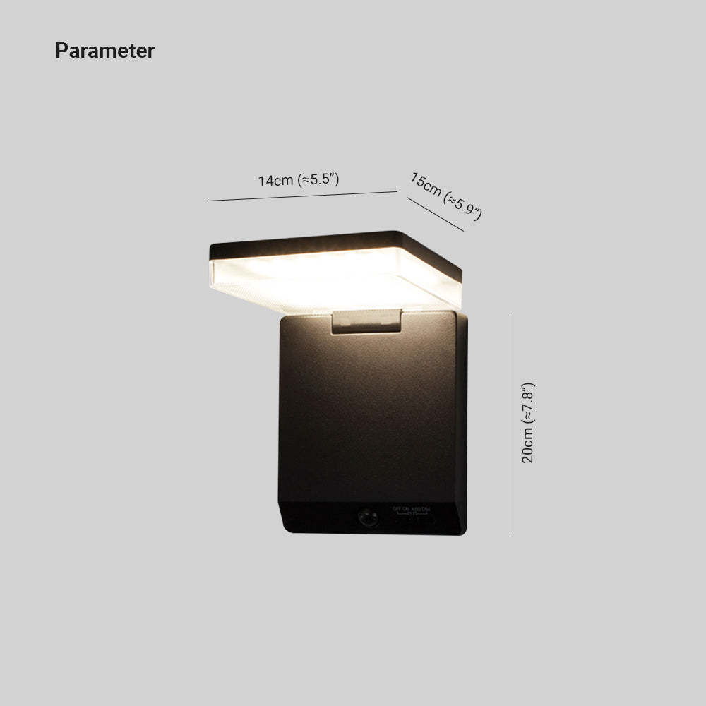 Orr Moderno Ángulo Recto LED Aplique de Exterior Negro Pasillo Acrílico Sensor Solar
