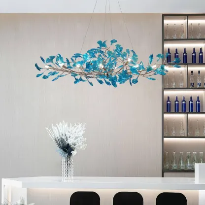 Olivia Vintage Leaf Acrylic Chandelier Living Dining Room Bedroom