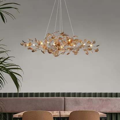 Olivia Vintage Leaf Acrylic Chandelier Living Dining Room Bedroom
