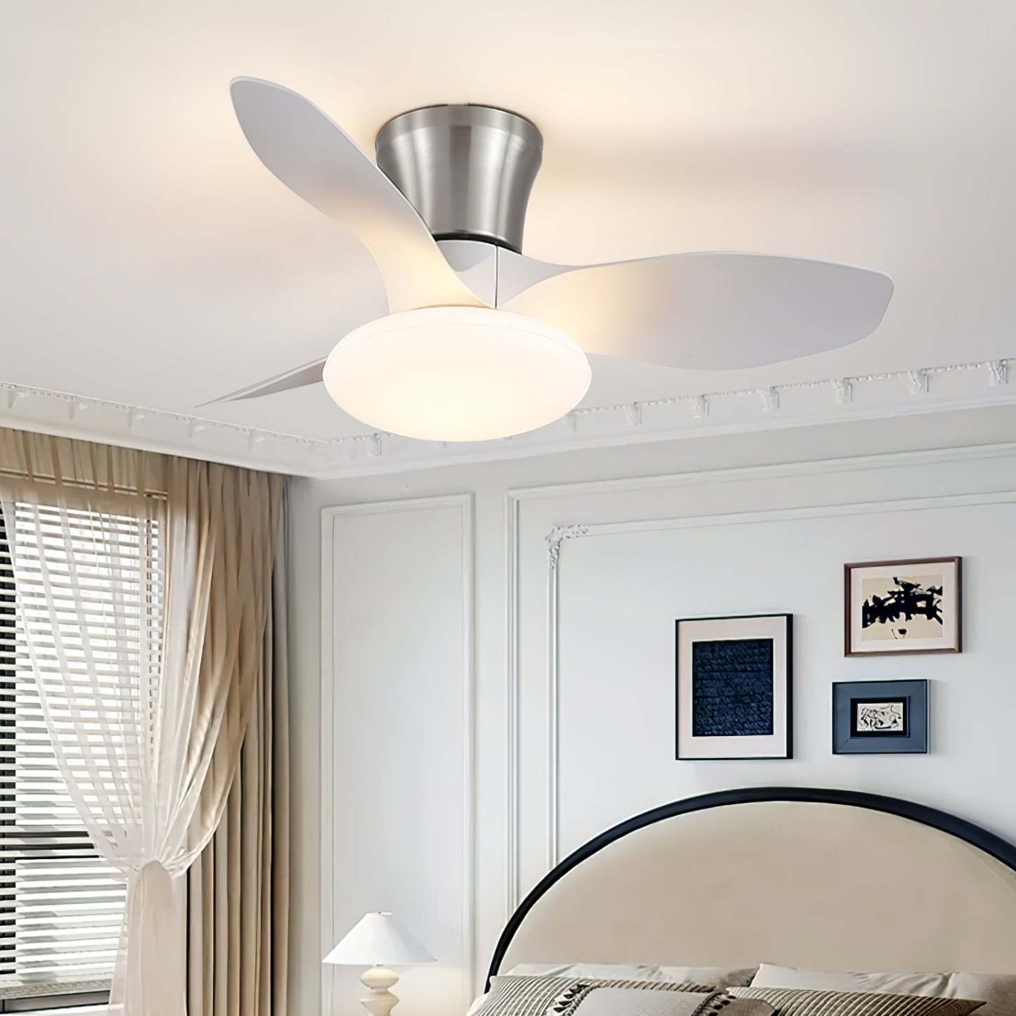 Ventilador de Techo Moderno de Madera Velora con Luz, mando a distancia incluido