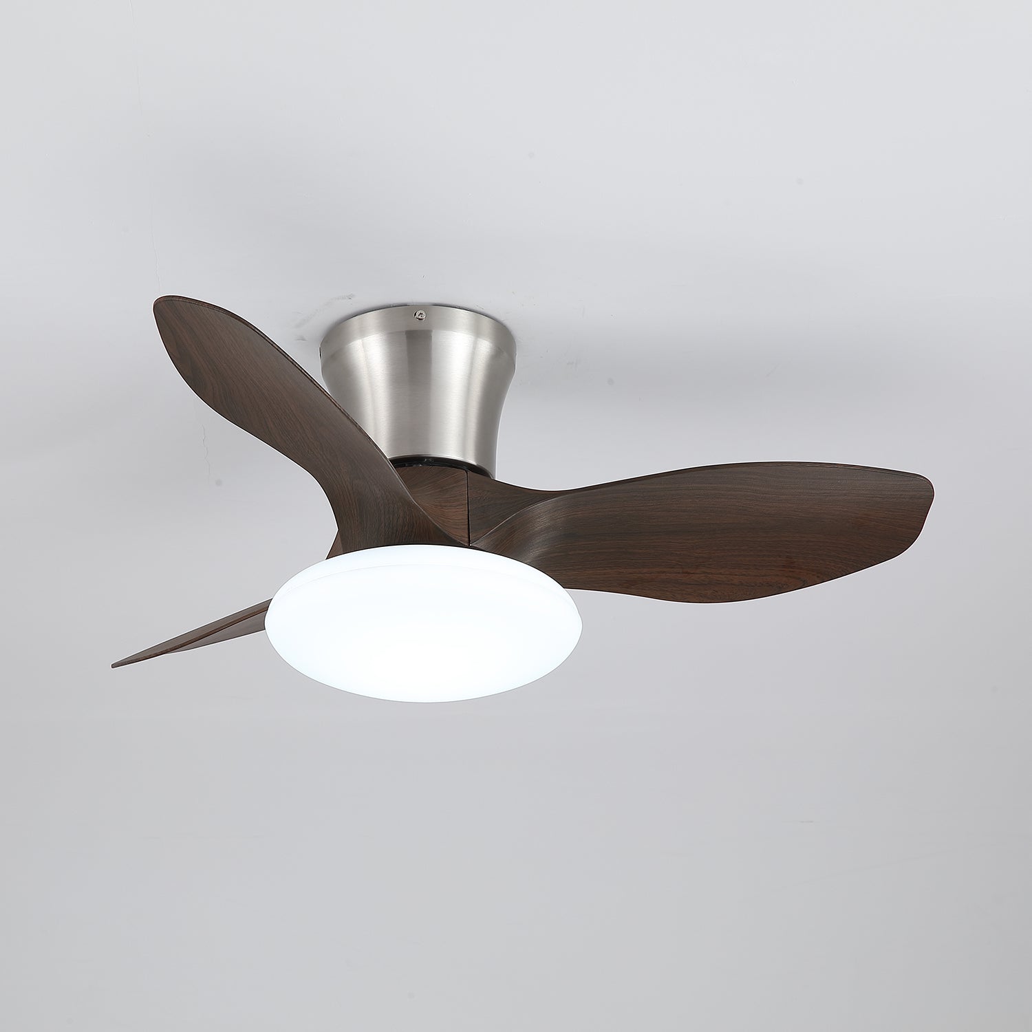 Ventilador de Techo Moderno de Madera Velora con Luz, vista lateral