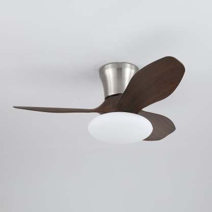 Ventilador de Techo Moderno de Madera Velora con Luz, mostrando estructura de metal
