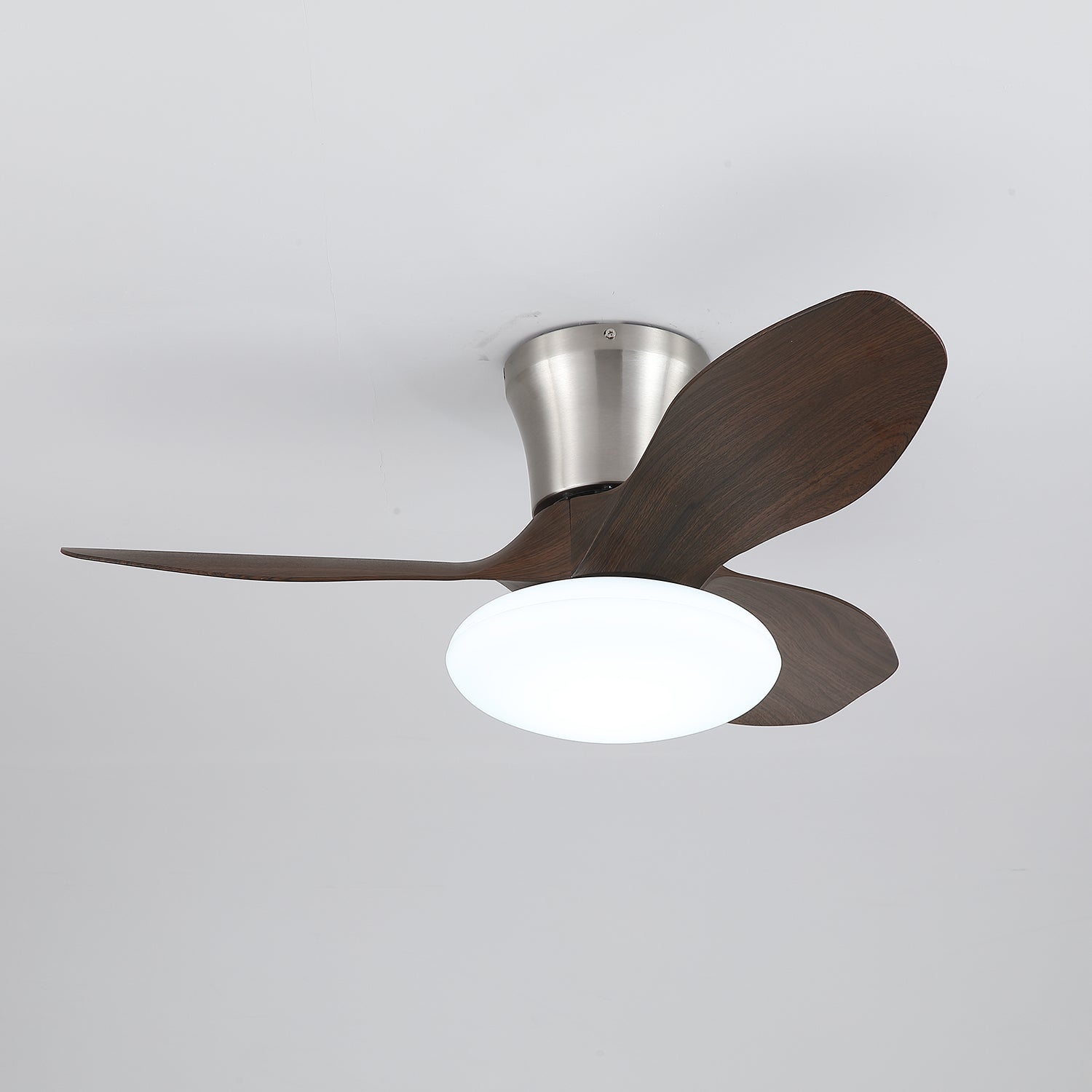 Ventilador de Techo Moderno de Madera Velora con Luz, con pantalla acrílica