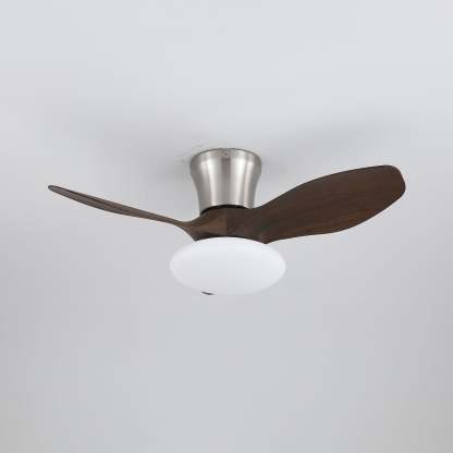 Ventilador de Techo Moderno de Madera Velora con Luz, en acabado color madera