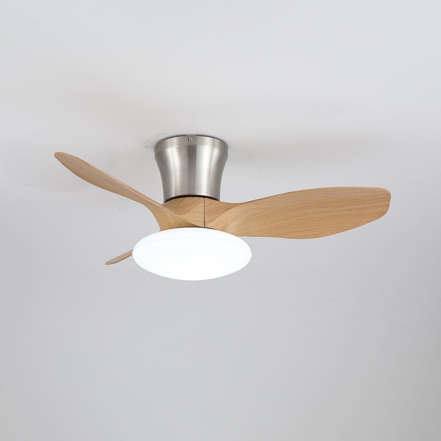 Ventilador de Techo Moderno de Madera Velora con Luz, diagrama de dimensiones