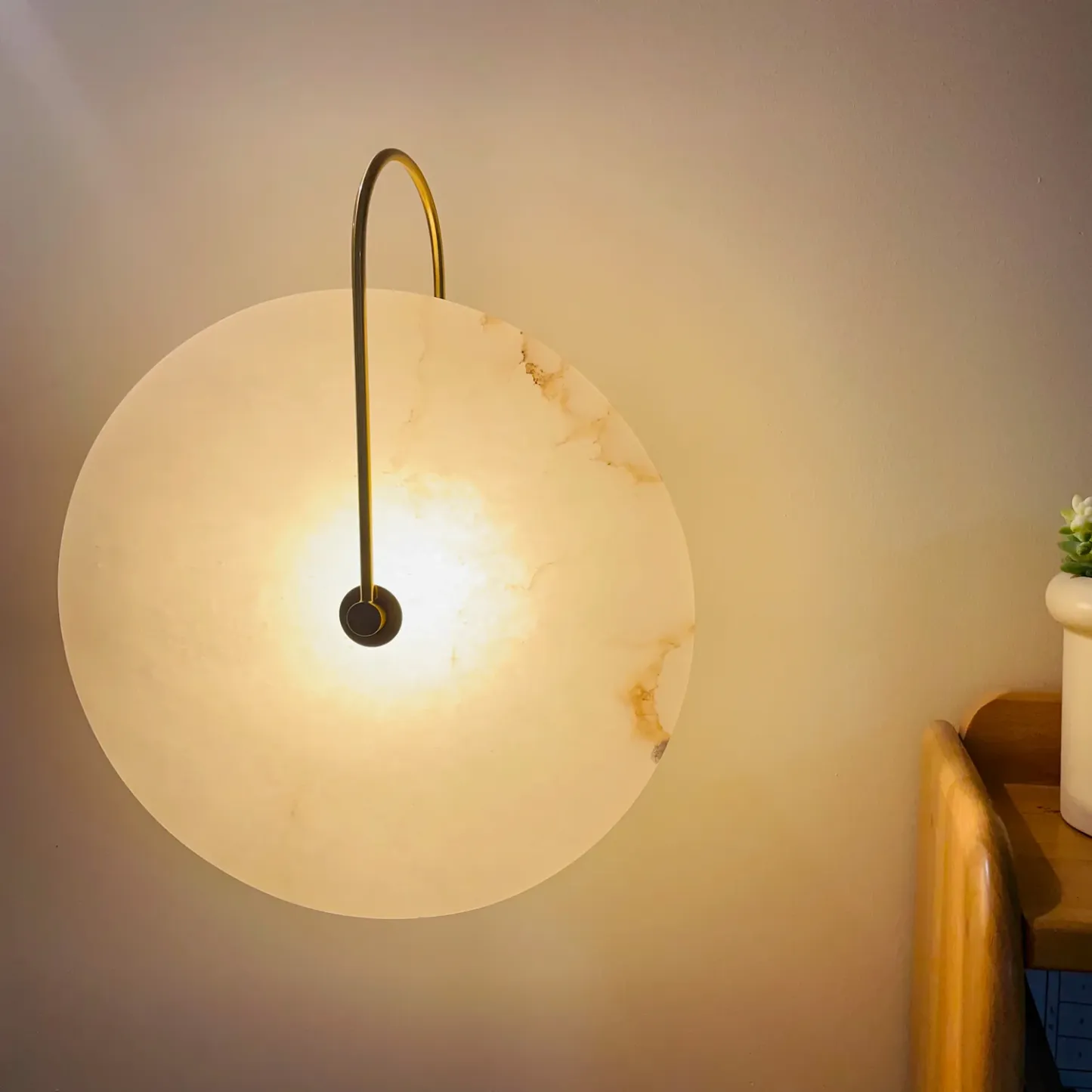 Jade Minimalismo Oro Negro Metal Alabastro Lámpara de Pared Dormitorio Salón