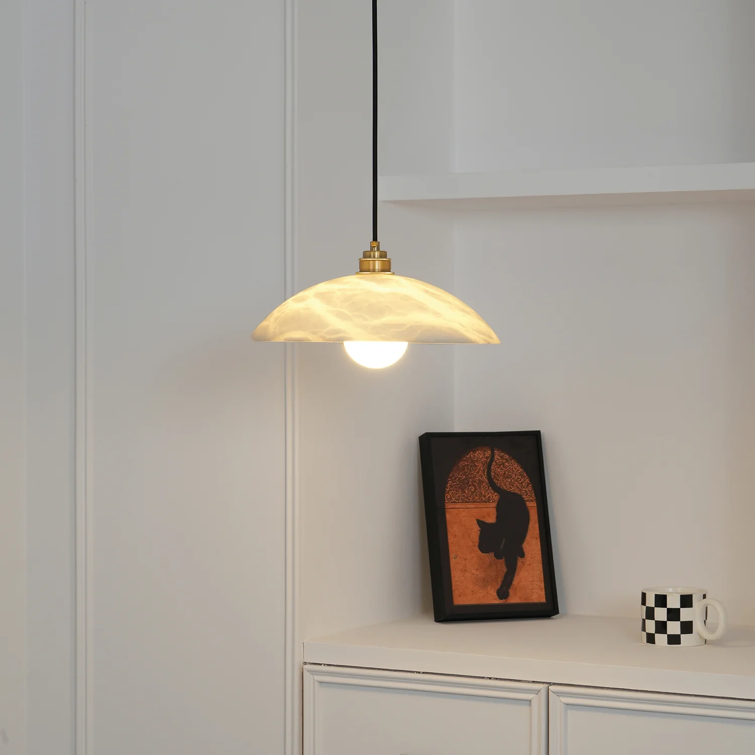 Jade Minimalismo Metal Alabastro Lámpara Colgante Dormitorio Salón