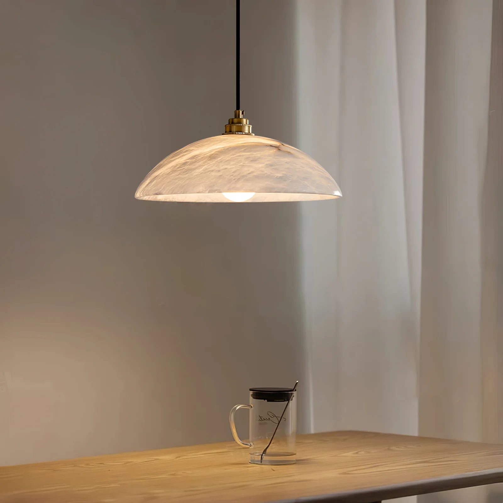 Jade Minimalismo Metal Alabastro Lámpara Colgante Dormitorio Salón
